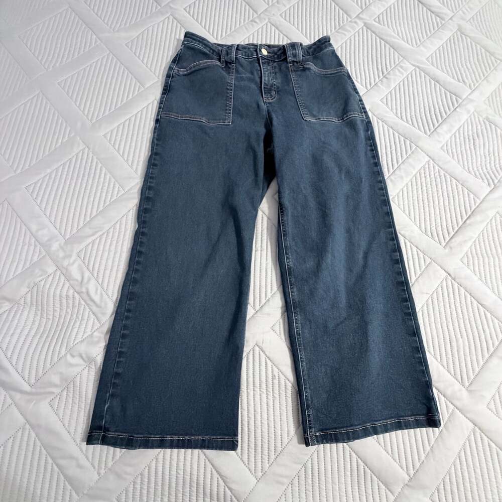 Jones New York Signature Lexington Wide Leg Crop Denim Jeans 10